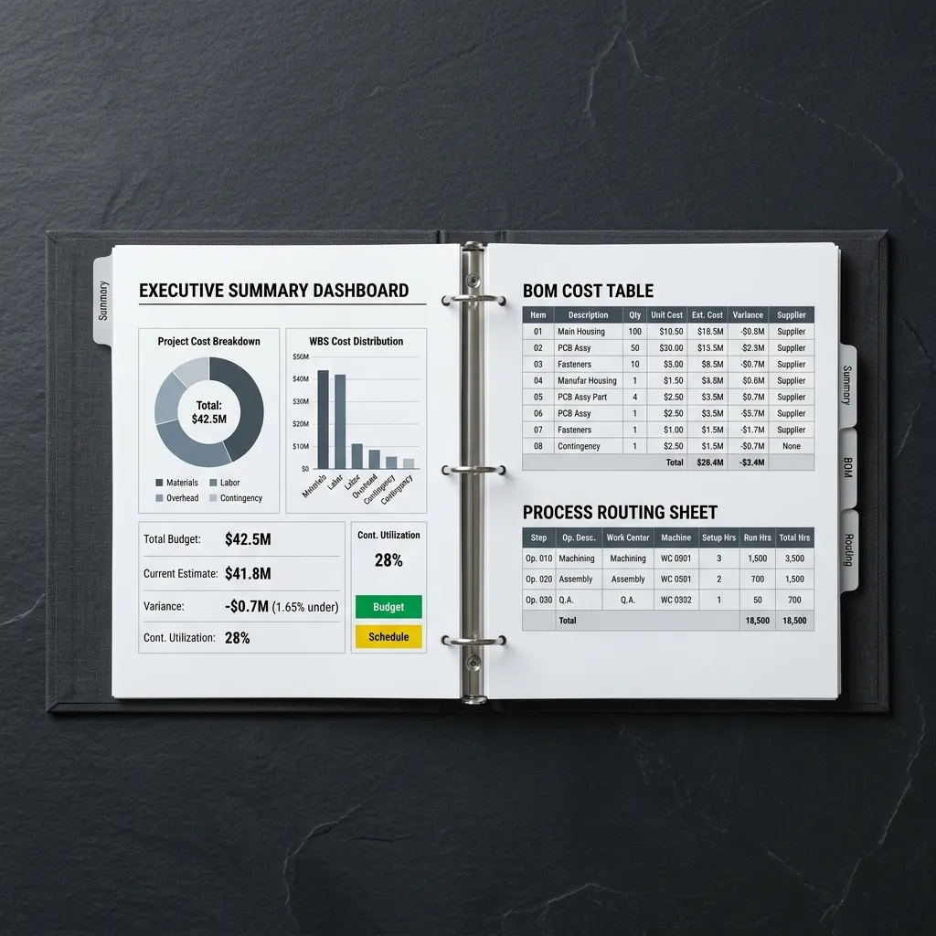Professional Engineering Report with BOM and Cost Charts