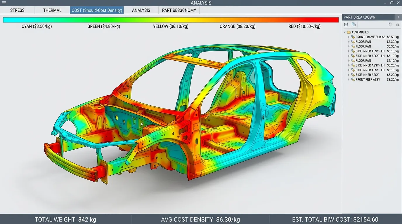 CAD Manufacturing Should-Cost Density Analysis Interface