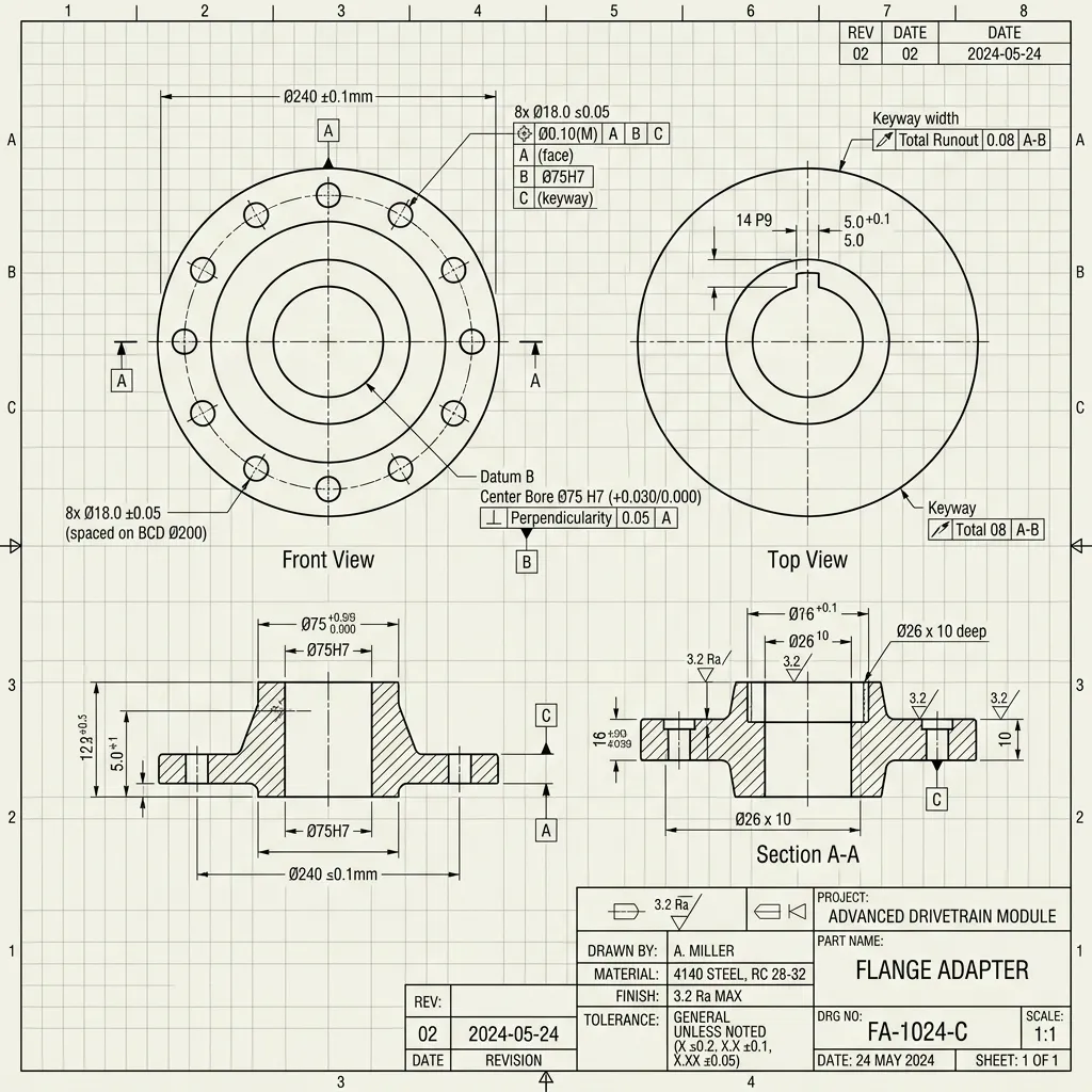 Shop Floor Production Drawing with GD&T