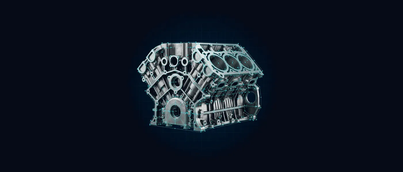 Single 21:9 ultrawide engine block casting scan to CAD reconstruction