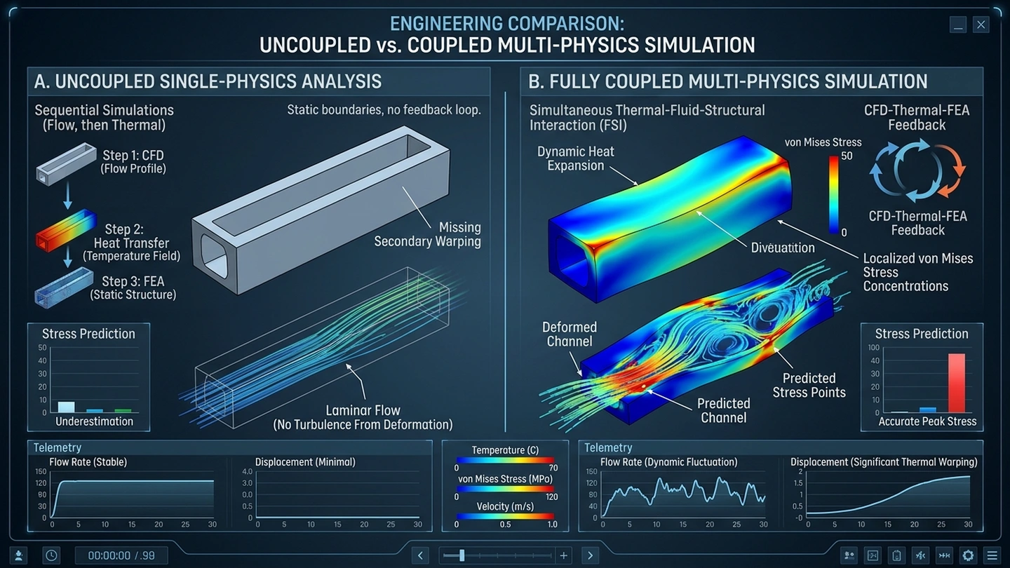 Coupled Thermal Fluid Structural Simulation Results Comparison
