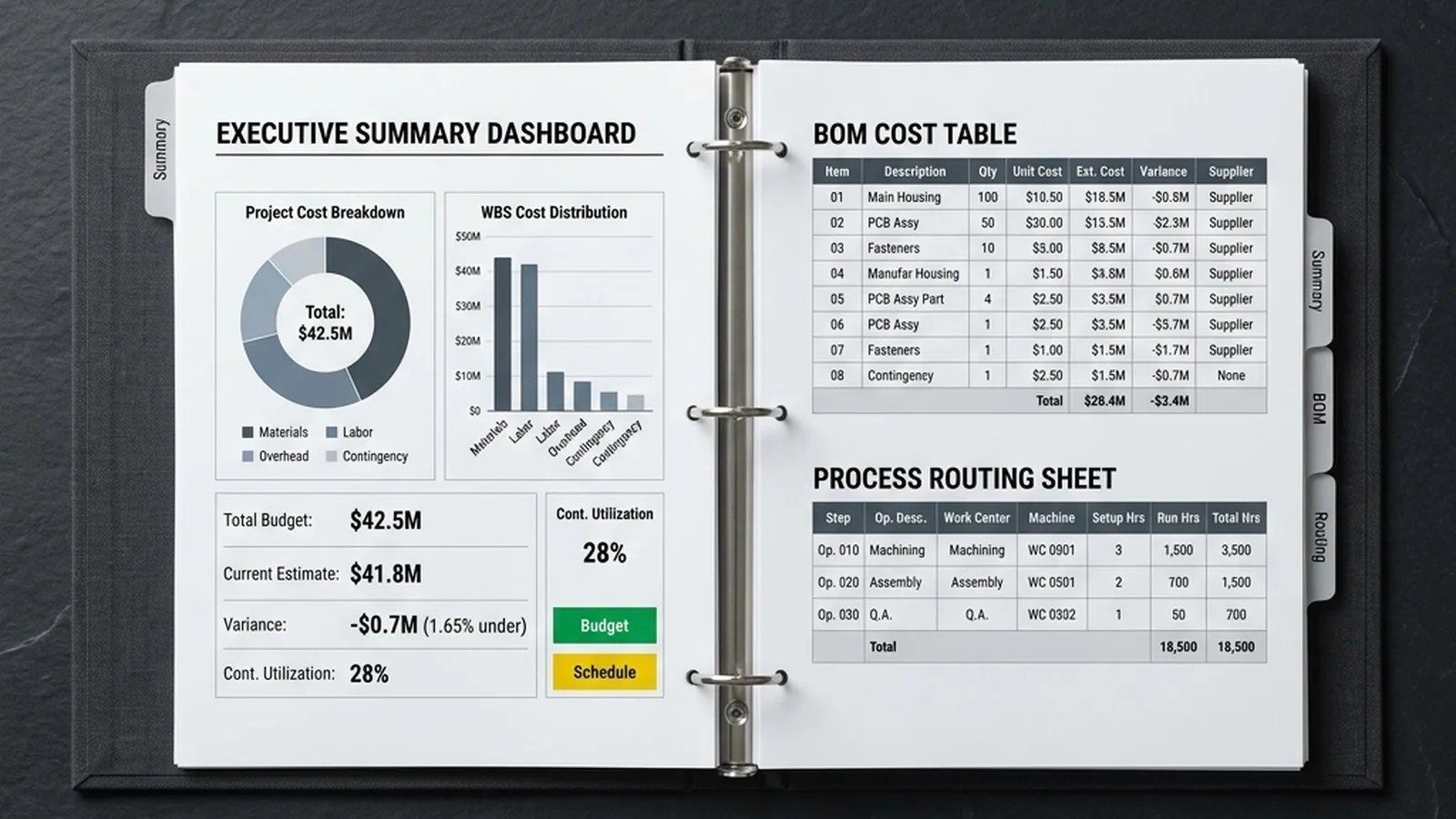 Engineering VAVE Report with Charts and Cost-Saving Recommendations