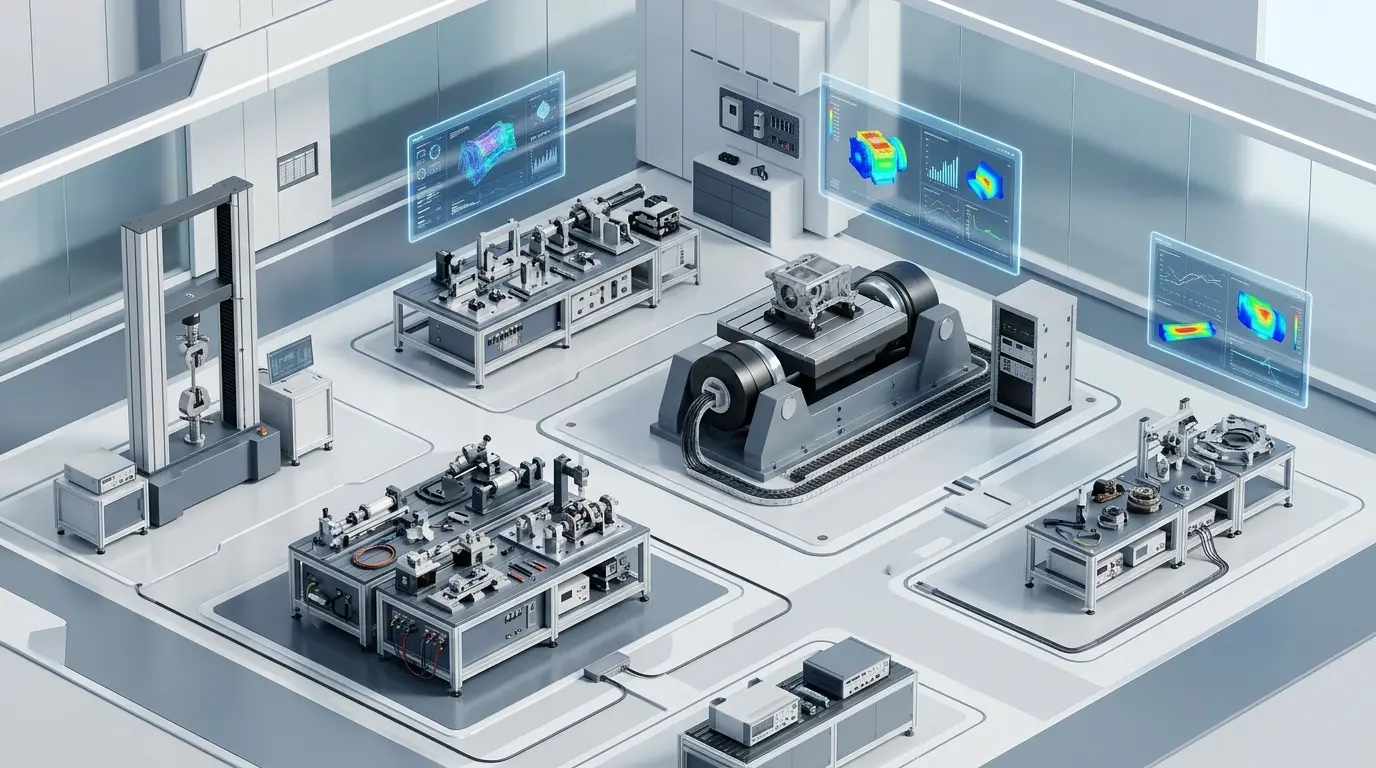 Isometric Modern Engineering Validation Laboratory Ecosystem